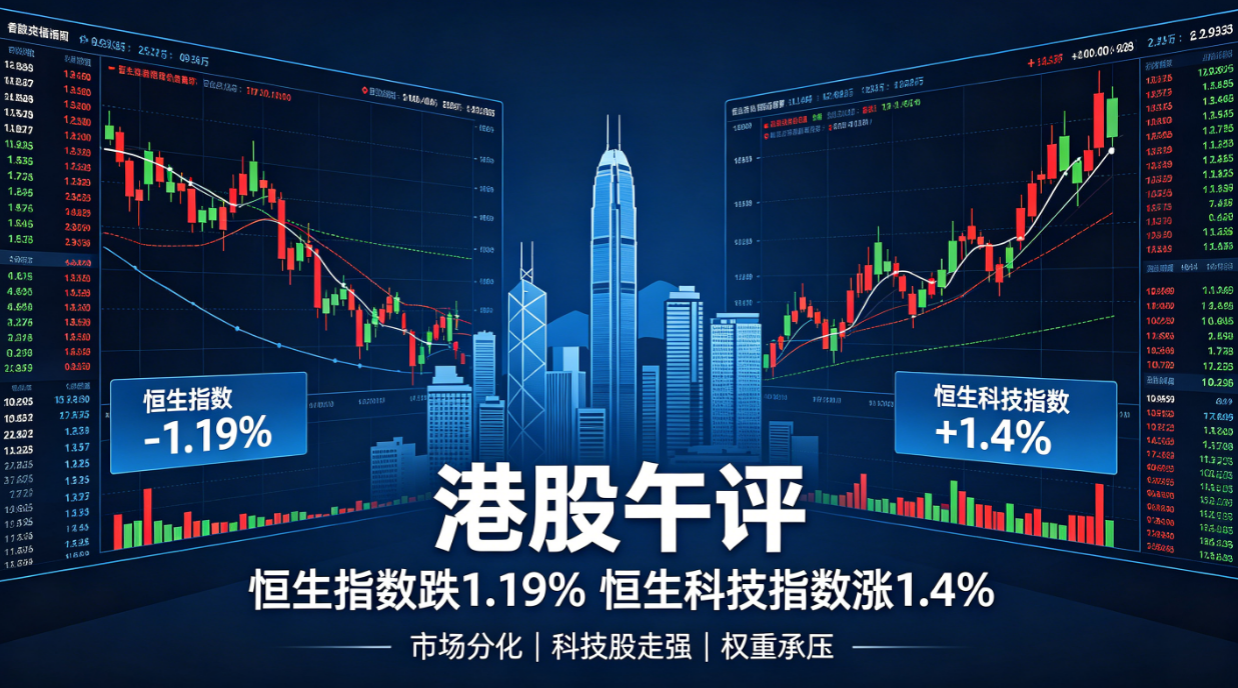 港股午盘分化：恒科逆势走强